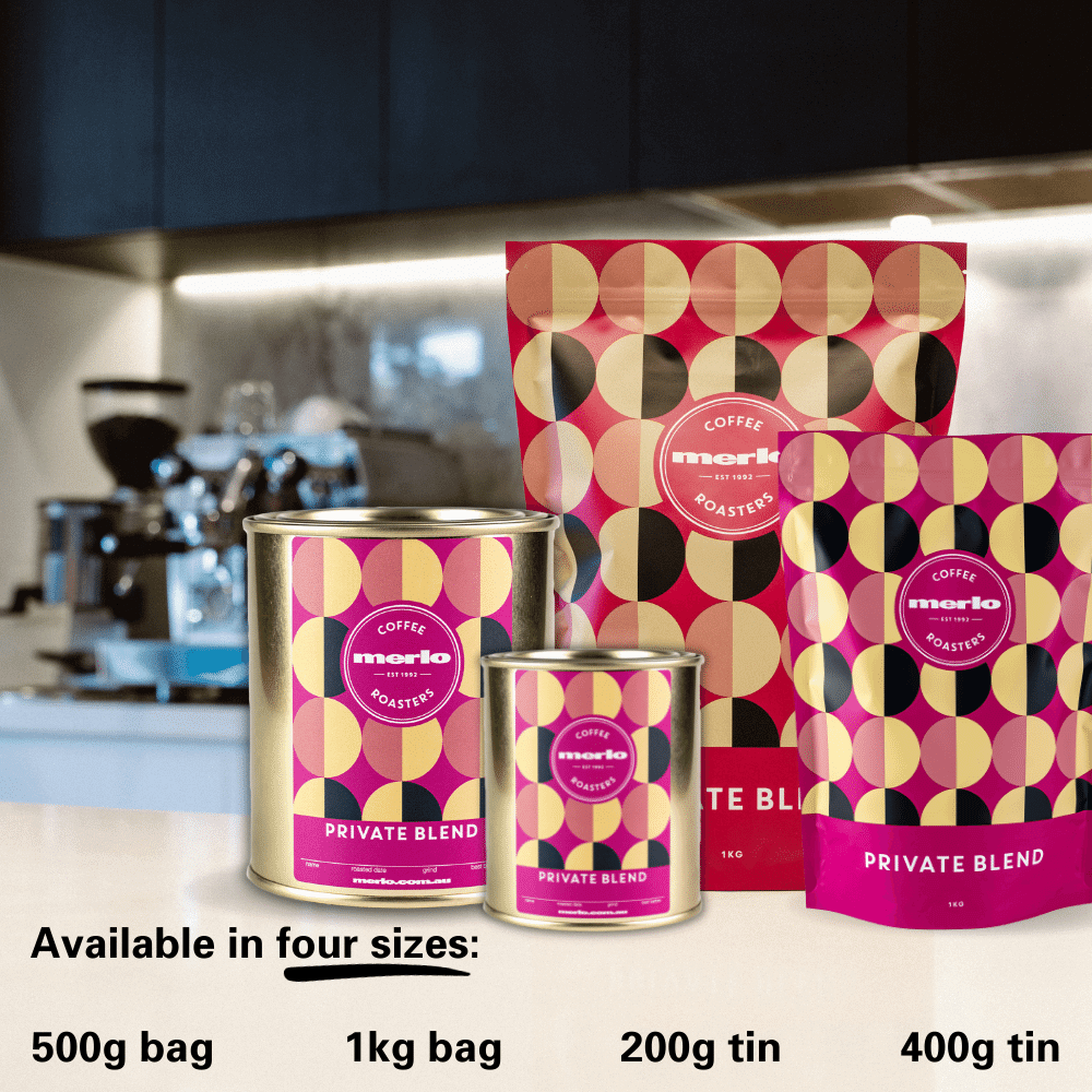 merlo coffee private bags and tin sizes