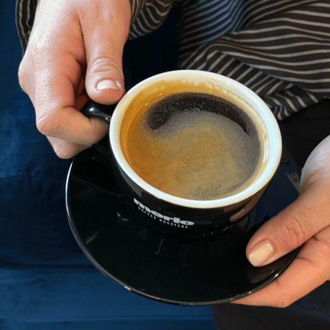 Ceramic Cap Cup & Saucer Set (Black/Blue)