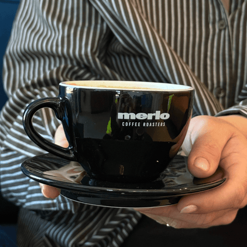 Ceramic Cap Cup & Saucer Set (Black/Blue)