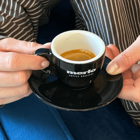 Ceramic Espresso Cup & Saucer Set (Black/Blue)