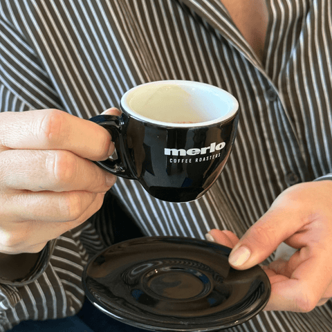 Ceramic Espresso Cup & Saucer Set (Black/Blue)