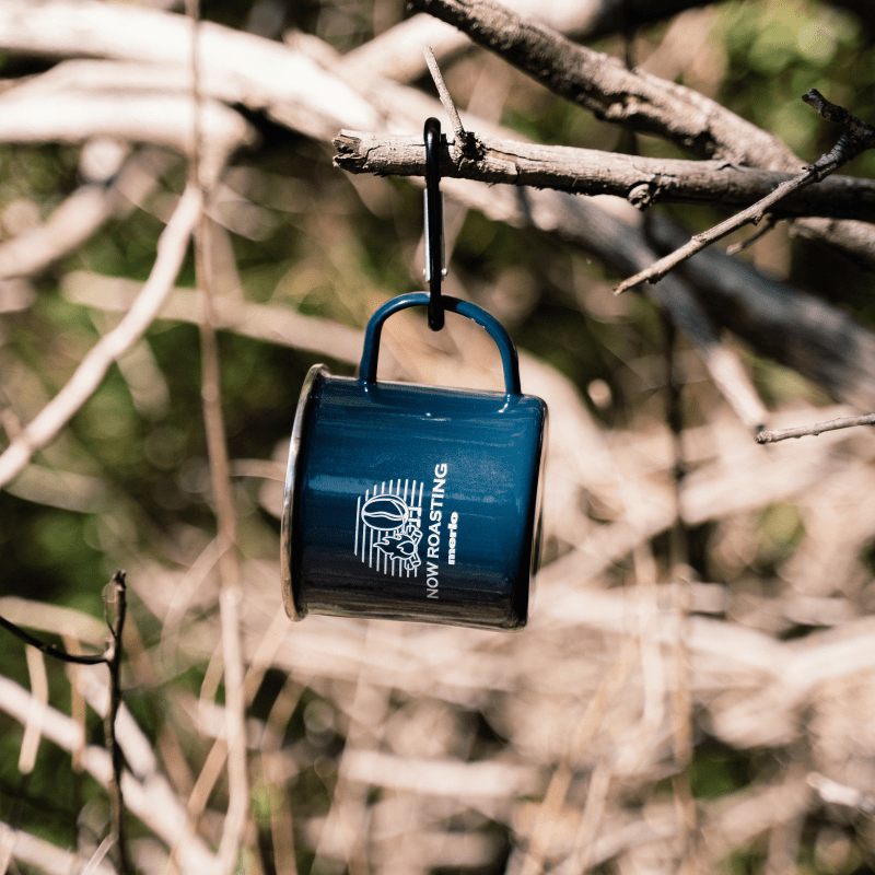 Merlo "Now Roasting" Enamel Camping Mug