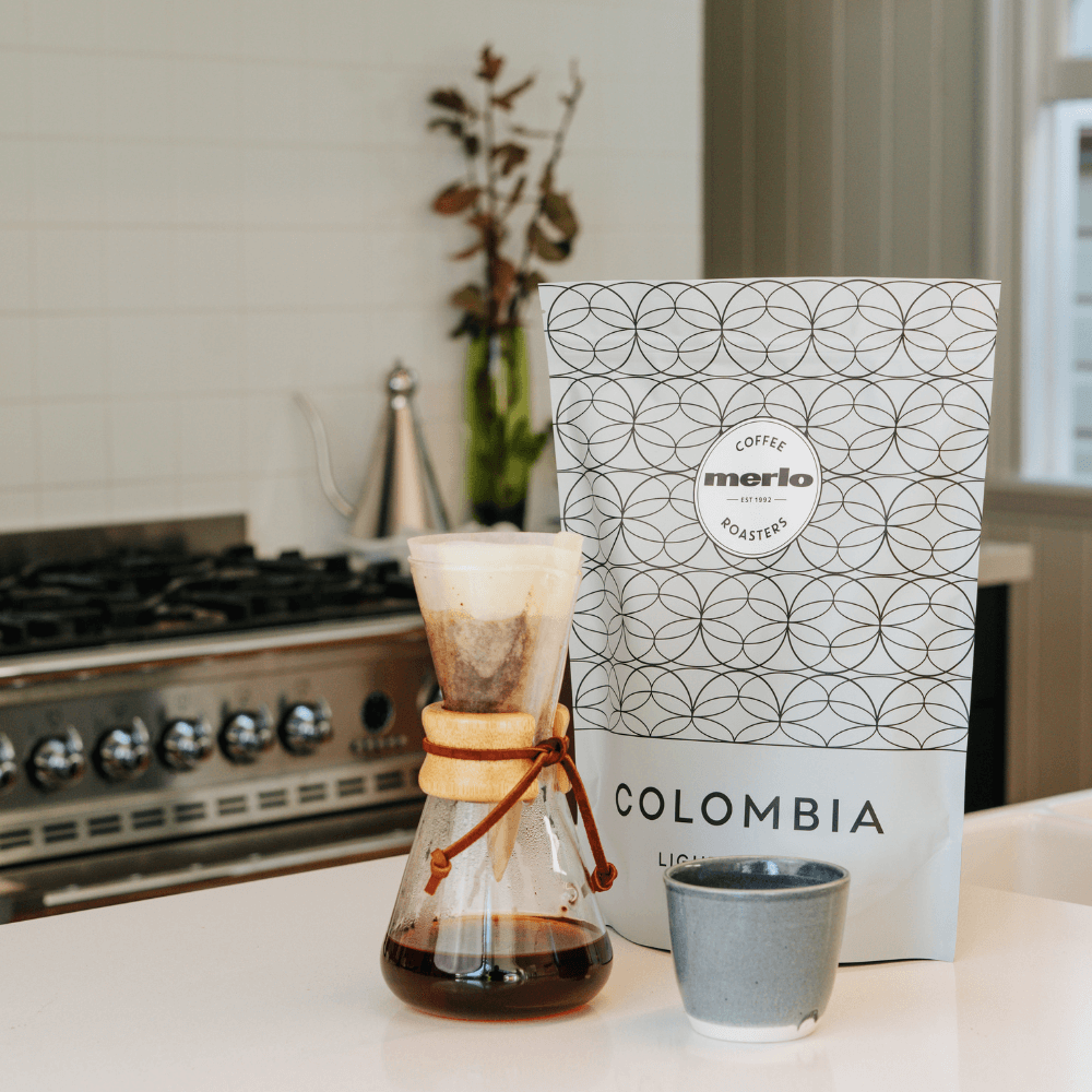 colombia beans light roasted beans roast chemex filter papers folded merlo