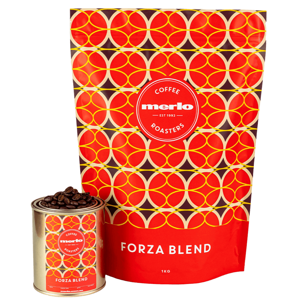 merlo coffee forza bag and tin