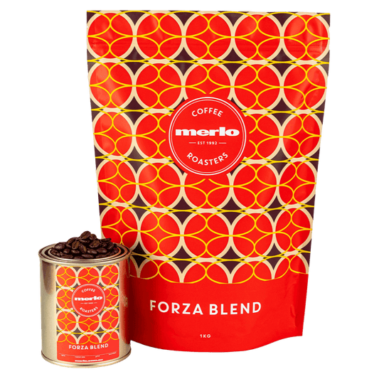 merlo coffee forza bag and tin