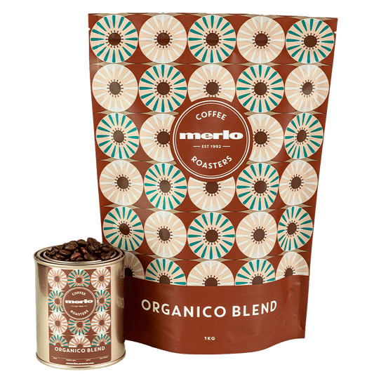 merlo coffee organico bag and tin