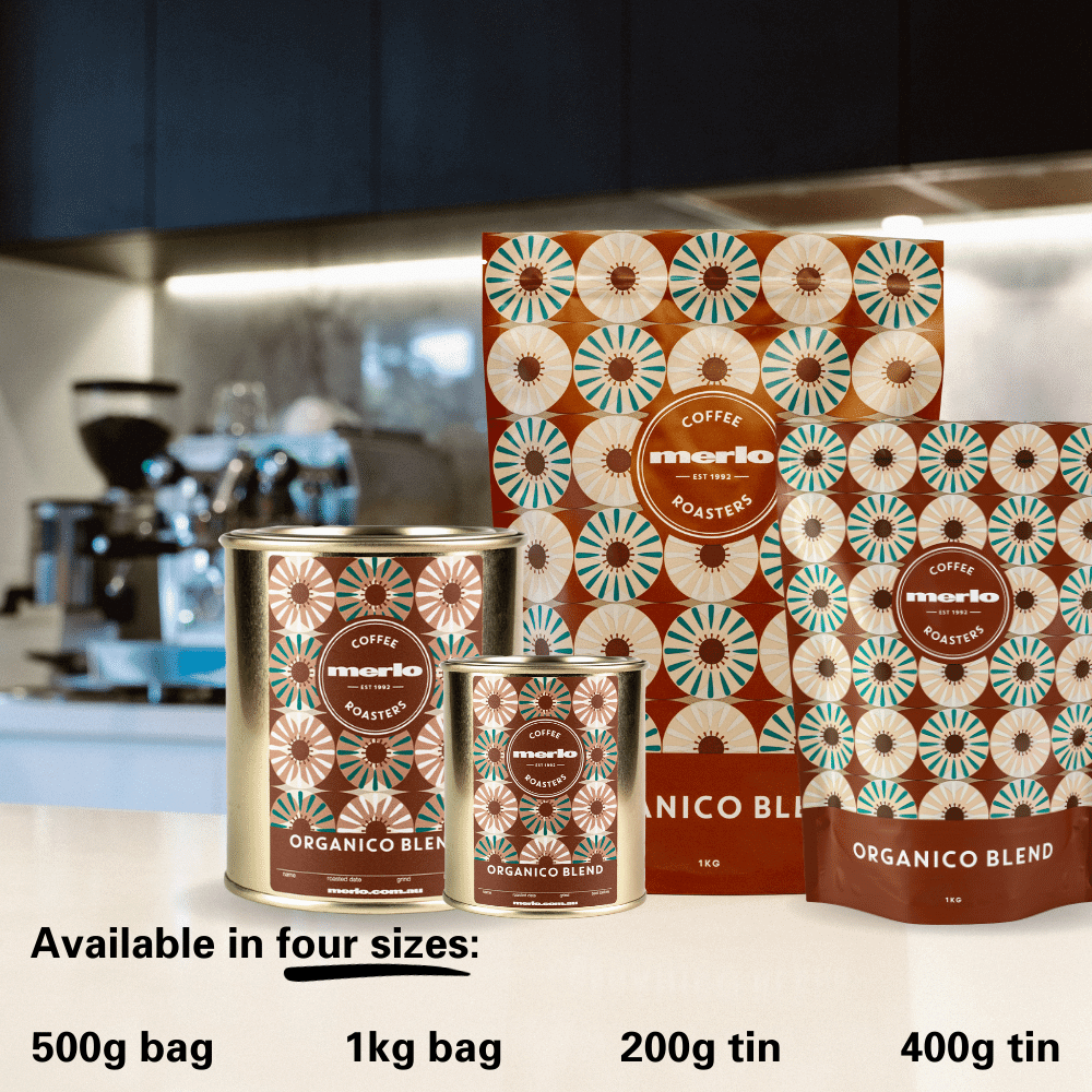 merlo coffee organico sizes of bags and tins